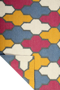 MULTICOLOR MOROCCAN HAND WOVEN DHURRIE by Imperial Knots - Image 4