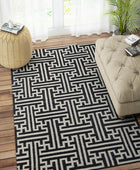BLACK AND WHITE GEOMETRIC HAND WOVEN DHURRIE