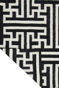 BLACK AND WHITE GEOMETRIC HAND WOVEN DHURRIE by Imperial Knots - Image 4