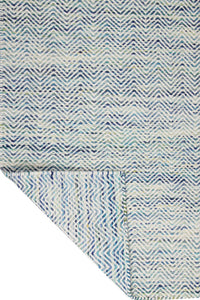 BLUE MULTICOLOR CHEVRON HAND WOVEN DHURRIE by Imperial Knots - Image 4