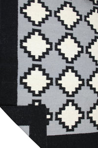 GREY AND BLACK AZTEC HAND WOVEN KILIM DHURRIE by Imperial Knots - Image 4