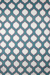 IVORY AND TEAL HAND WOVEN KILIM DHURRIE by Imperial Knots - Image 1