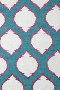 IVORY AND TEAL HAND WOVEN KILIM DHURRIE by Imperial Knots - Image 3