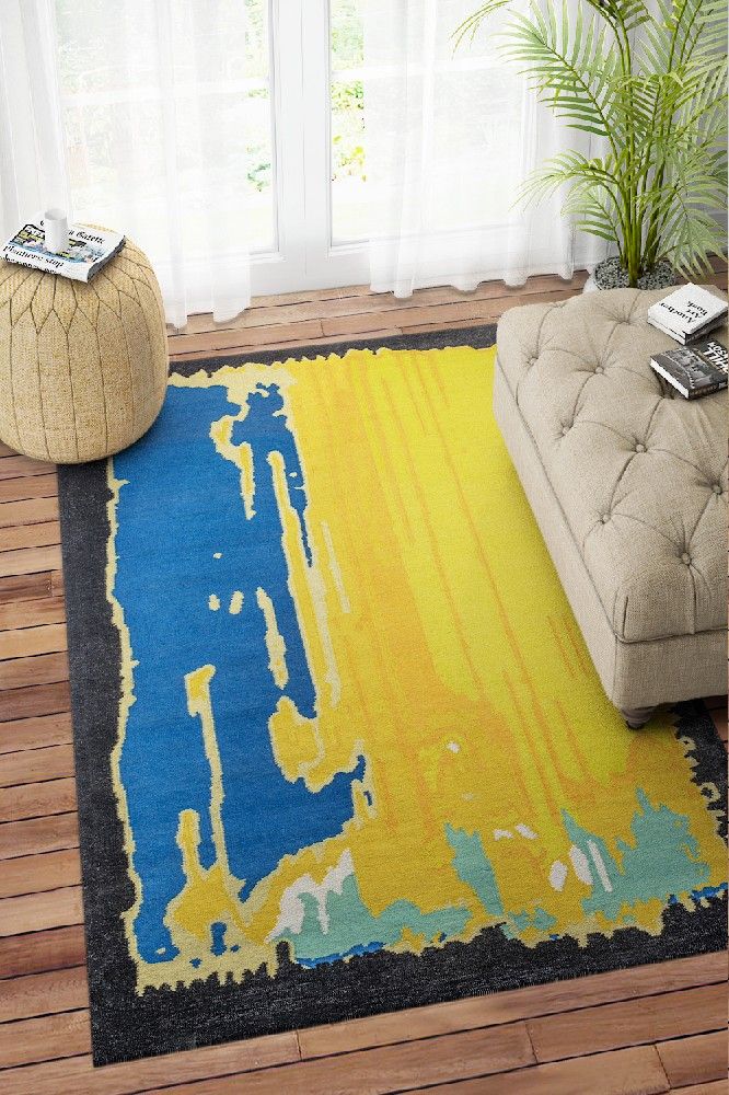 MULTICOLOR YELLOW KILIM HAND WOVEN DHURRIE