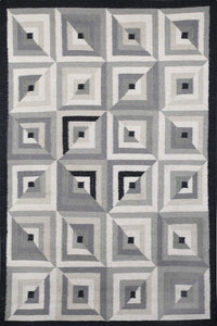 CHARCOAL AZTEC KILIM HAND WOVEN DHURRIE by Imperial Knots - Image 1