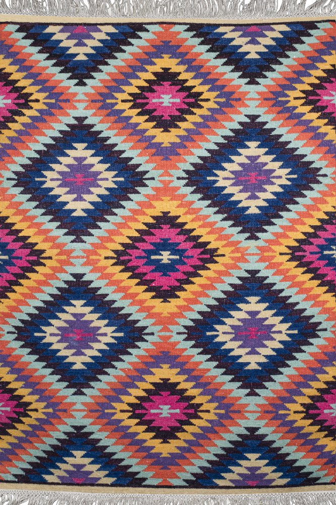 MULTICOLOR AZTEC KILIM HAND WOVEN DHURRIE