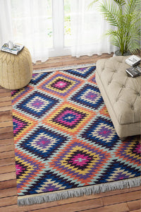 MULTICOLOR AZTEC KILIM HAND WOVEN DHURRIE by Imperial Knots - Image 2