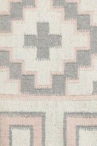 GREY AND PINK KILIM HAND WOVEN DHURRIE by Imperial Knots - Image 3