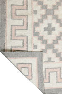 GREY AND PINK KILIM HAND WOVEN DHURRIE by Imperial Knots - Image 4