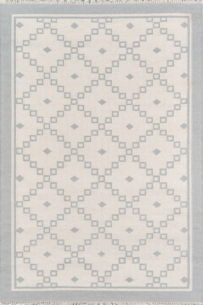 IVORY AND GREY KILIM HAND WOVEN DHURRIE