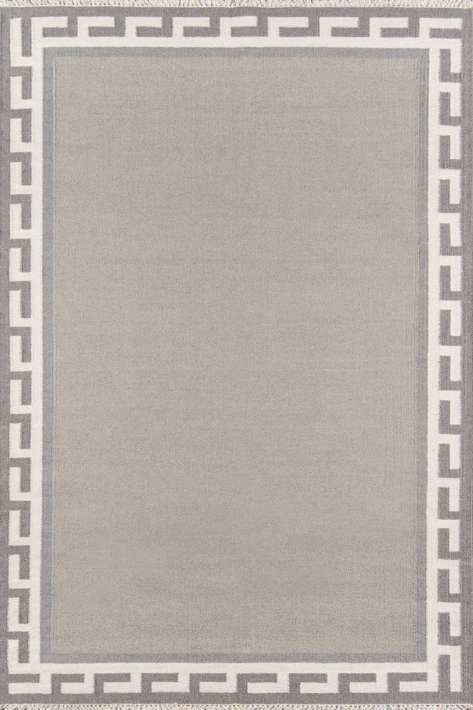 IVORY AND GREY KILIM HAND WOVEN DHURRIE