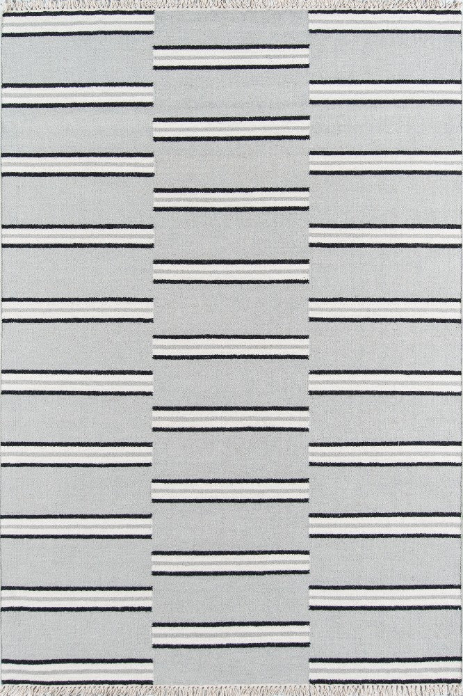 GREY AND BLACK STRIPES KILIM HAND WOVEN DHURRIE