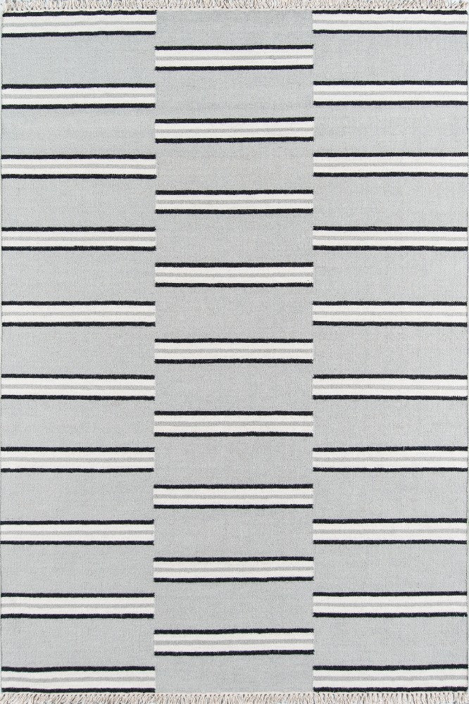 GREY AND BLACK STRIPES KILIM HAND WOVEN DHURRIE