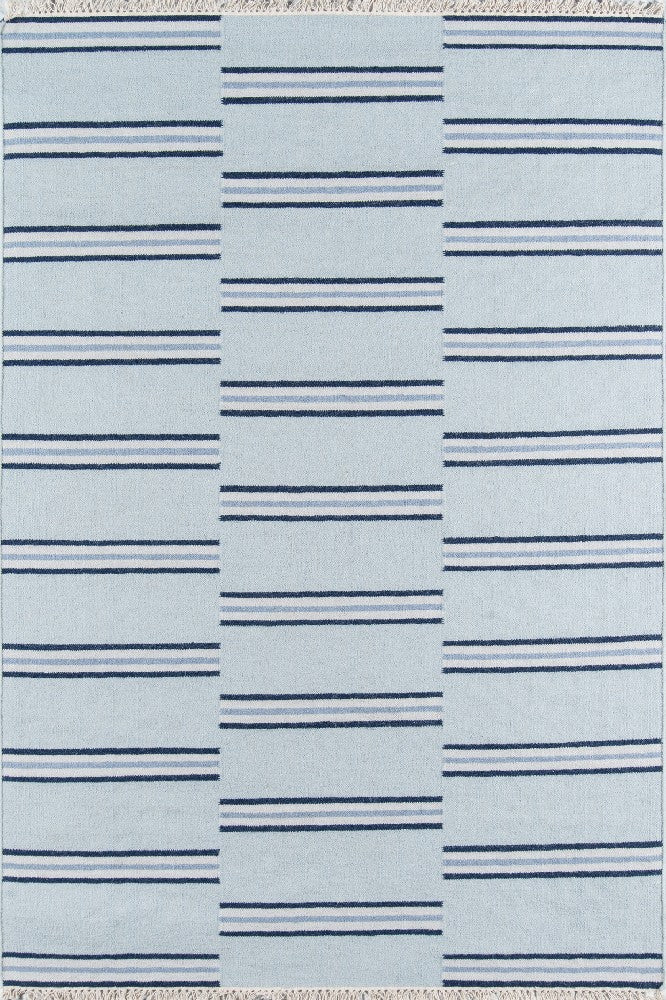 BLUE STRIPES KILIM HAND WOVEN DHURRIE