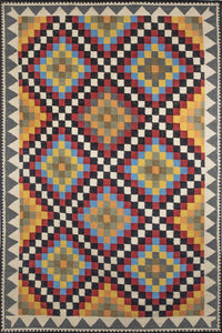 Multicolor pixel kilim hand woven dhurrie wool hand-woven rug for living room