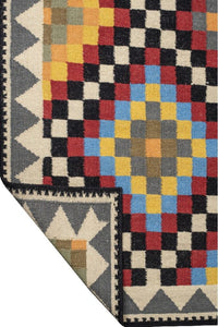 MULTICOLOR PIXEL KILIM HAND WOVEN DHURRIE by Imperial Knots - Image 4