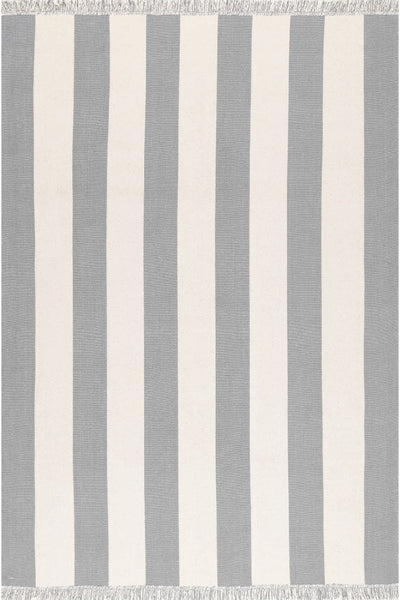 GREY AND IVORY STRIPES HAND WOVEN DHURRIE