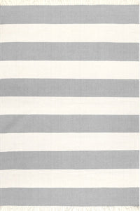 Grey and ivory stripes hand woven dhurrie wool hand-woven rug for kids
