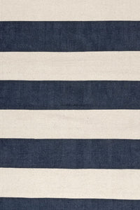 BLUE AND IVORY STRIPES HAND WOVEN DHURRIE by Imperial Knots - Image 3