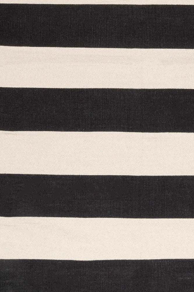 CHARCOAL AND IVORY STRIPES HAND WOVEN DHURRIE