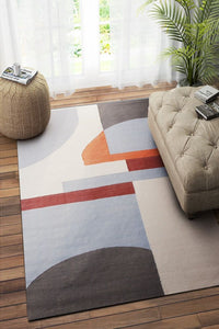 IVORY AND GREY KILIM HAND WOVEN DHURRIE by Imperial Knots - Image 2