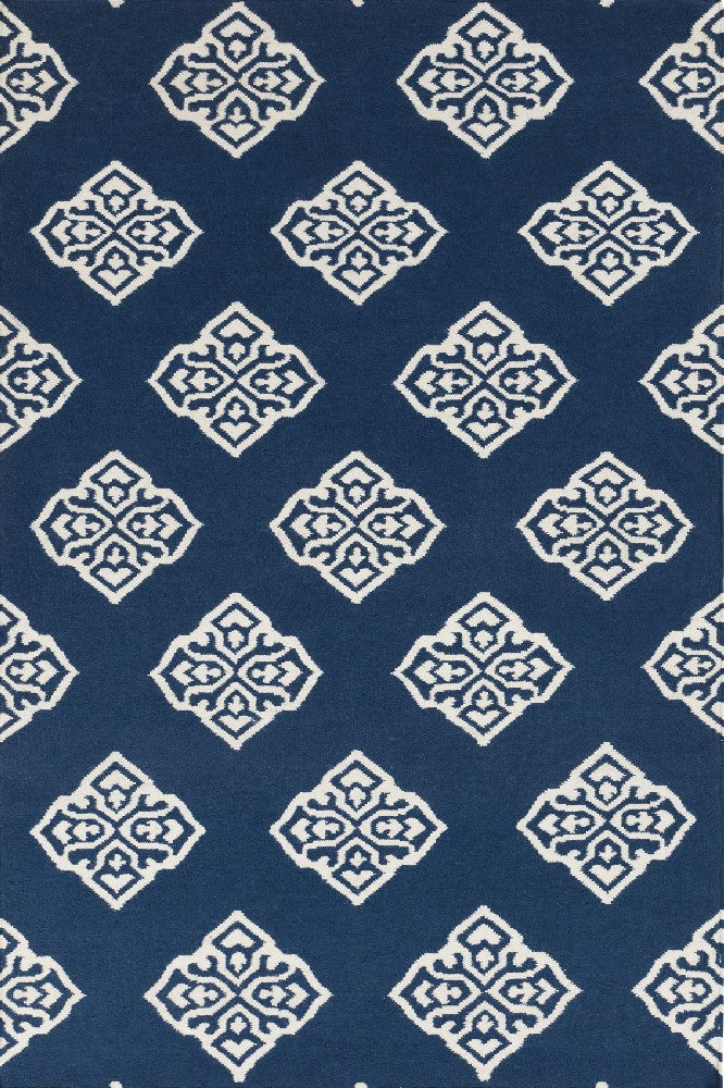 BLUE IVORY KILIM HAND WOVEN DHURRIE