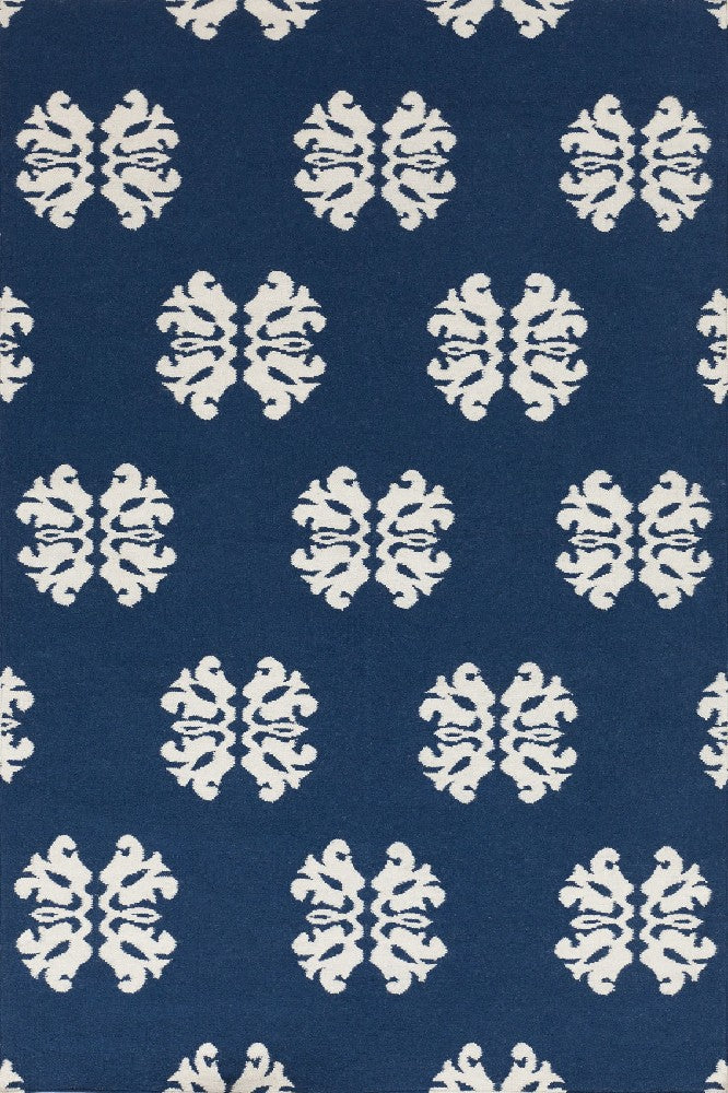 BLUE IVORY KILIM HAND WOVEN DHURRIE