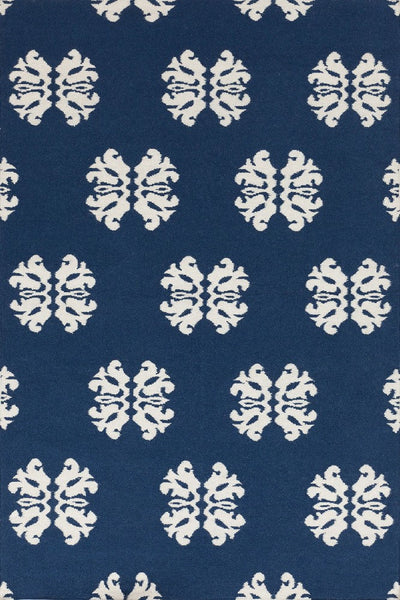 BLUE IVORY KILIM HAND WOVEN DHURRIE