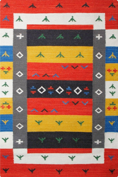 MULTICOLOR GABBEH KILIM HAND WOVEN DHURRIE