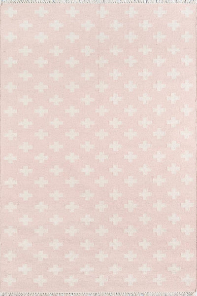 PINK IVORY GEOMETRIC HAND WOVEN DHURRIE