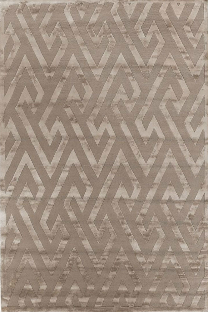 BEIGE GEOMETRIC HAND KNOTTED CARPET