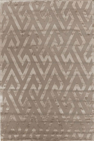 BEIGE GEOMETRIC HAND KNOTTED CARPET