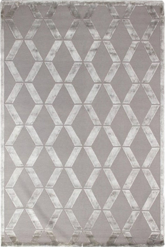 GREY GEOMETRIC HAND KNOTTED CARPET