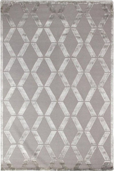 GREY GEOMETRIC HAND KNOTTED CARPET