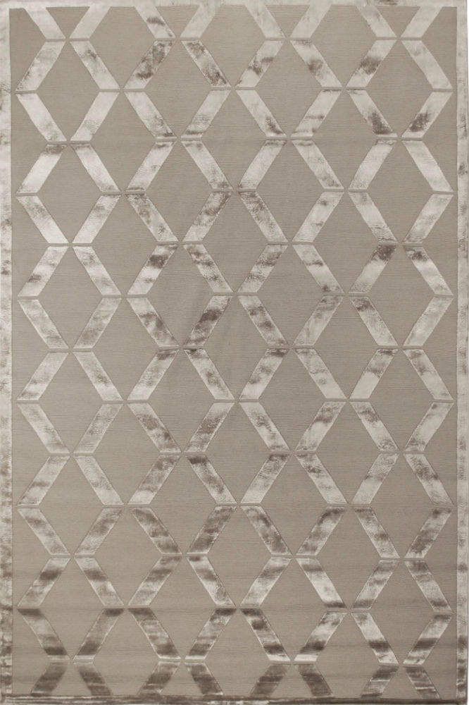 BEIGE GEOMETRIC HAND KNOTTED CARPET by Imperial Knots - Image 1
