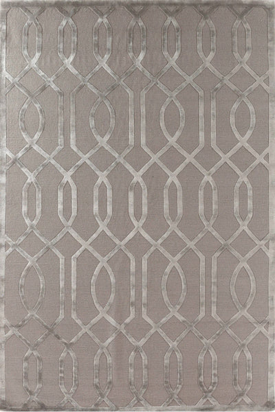 GREY GEOMETRIC HAND KNOTTED CARPET