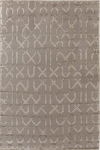 GREY GEOMETRIC HAND KNOTTED CARPET by Imperial Knots - Image 1