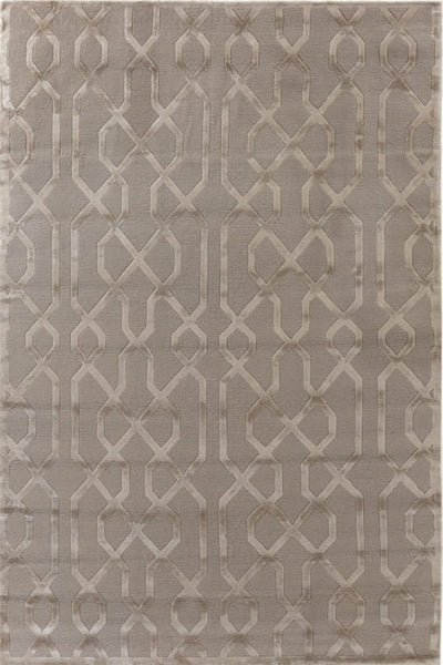 GREY GEOMETRIC HAND KNOTTED CARPET