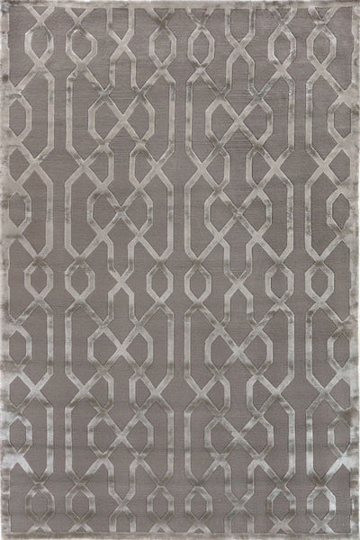 GREY GEOMETRIC HAND KNOTTED CARPET