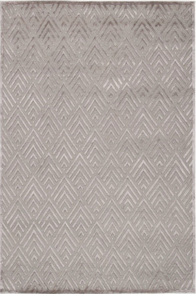 GREY GEOMETRIC HAND KNOTTED CARPET