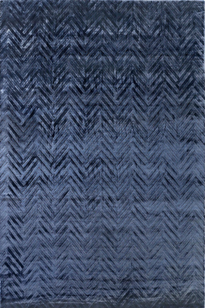 BLUE CHEVRON HAND KNOTTED CARPET