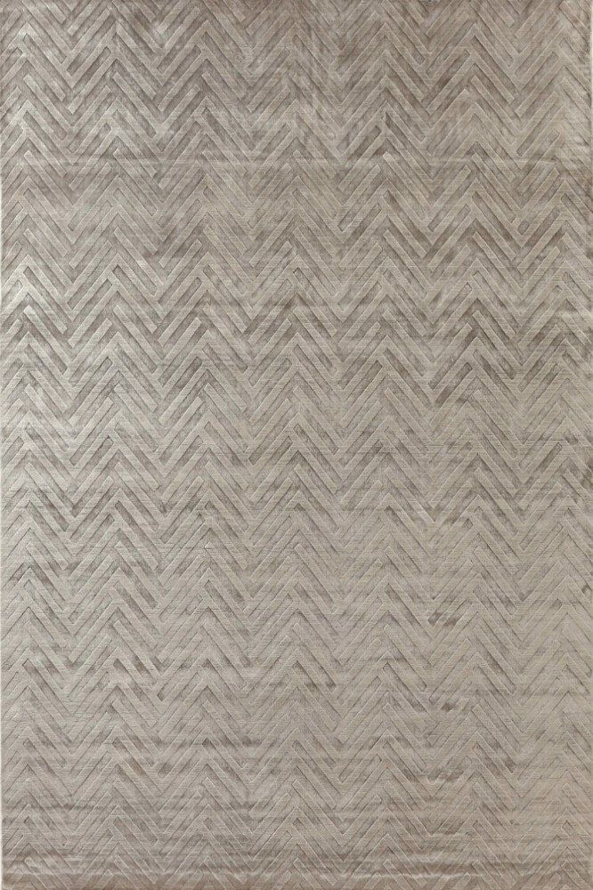 GREY CHEVRON HAND KNOTTED CARPET
