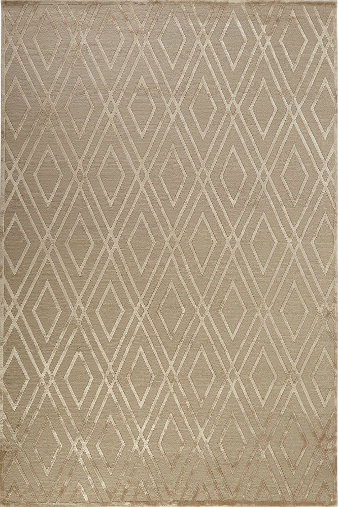BEIGE GEOMETRIC HAND KNOTTED CARPET