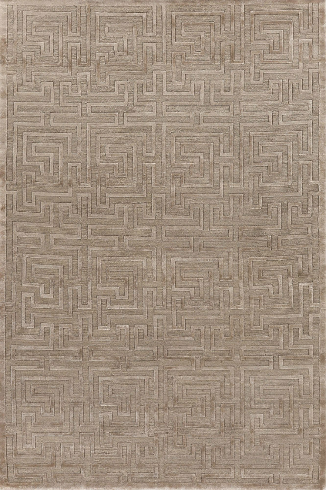 BEIGE GEOMETRIC HAND KNOTTED CARPET