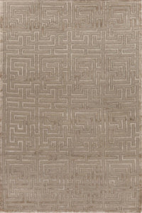 BEIGE GEOMETRIC HAND KNOTTED CARPET by Imperial Knots - Image 1