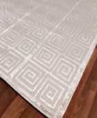 BEIGE GEOMETRIC HAND KNOTTED CARPET
