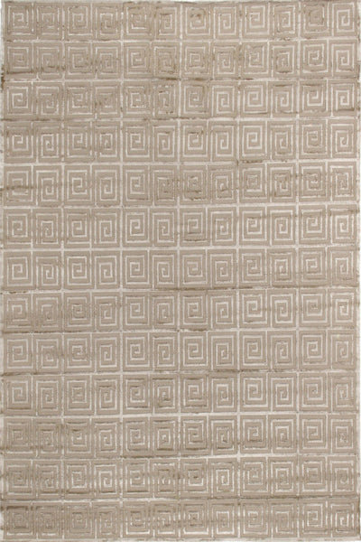 BEIGE GEOMETRIC HAND KNOTTED CARPET