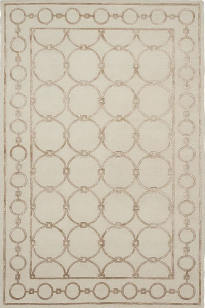 BEIGE GEOMETRIC HAND KNOTTED CARPET