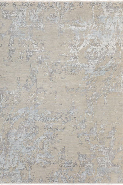 BEIGE SILVER BESPOKE HAND KNOTTED CARPET