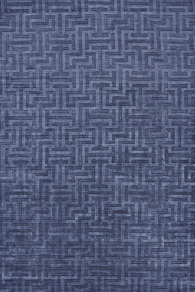 BLUE GEOMETRIC HAND KNOTTED CARPET